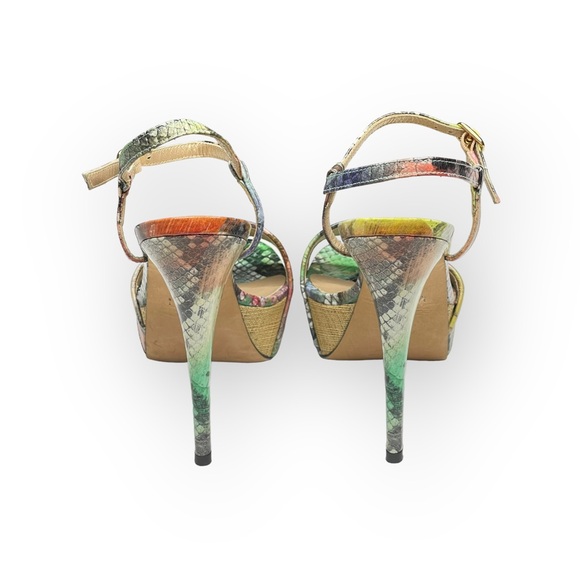 Stuart Weitzman 𒀭Pretty Python Platform Heel Sandal 𒀭Color Patent Leather 𒀭9B - Picture 5 of 17